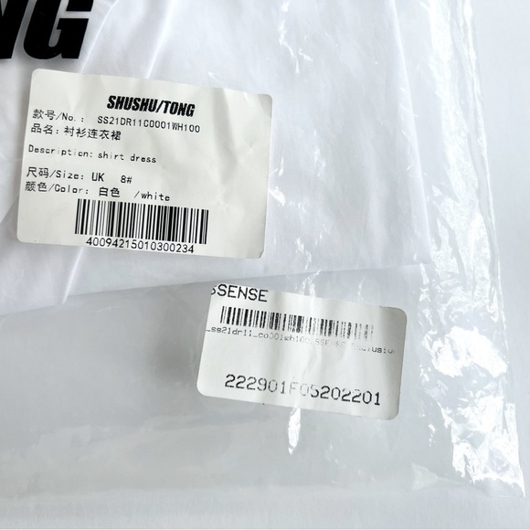 SHUSHU/TONG, Women's White Shirt Minidress - White. Size: S (US). NWT - Picture 5 of 14